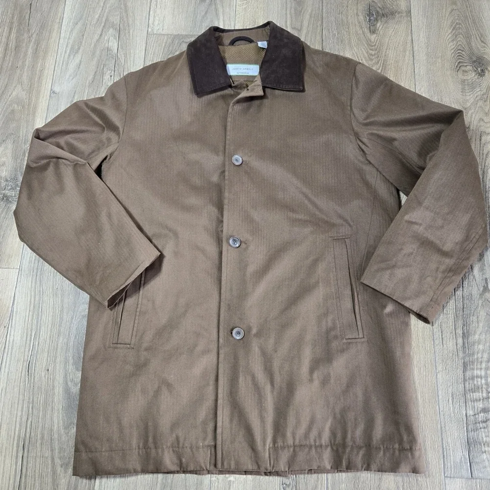 Joseph Abboud Long Brown Rancher's Coat, Men's Size L Missing Top‎ Collar Button
